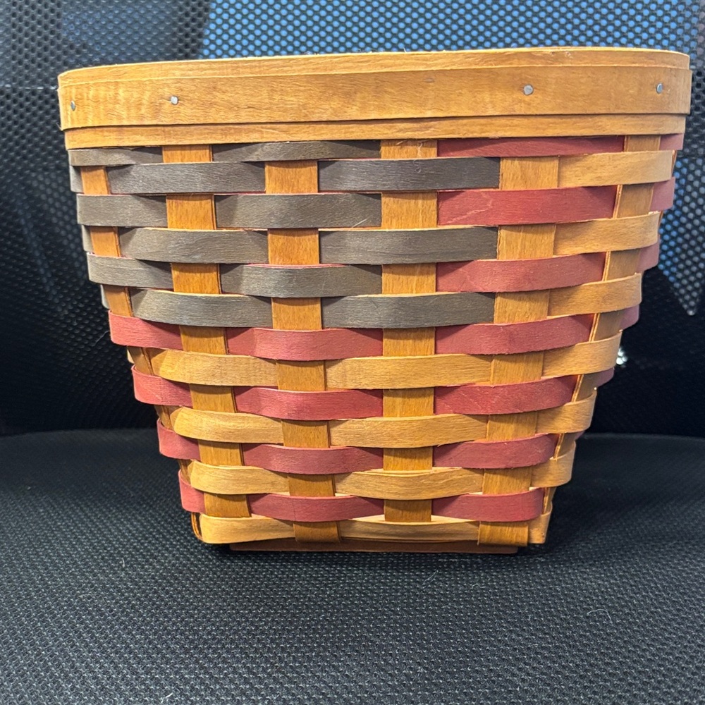 Handwoven Rustic Multicolor Woven Basket - Brown, Red, Gray